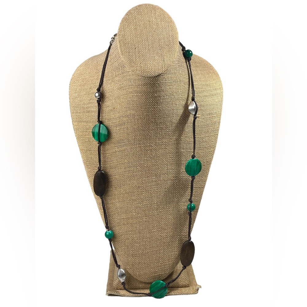 Asymmetrical Boho Mixed Media String Necklace 16.5 inch Unique Different